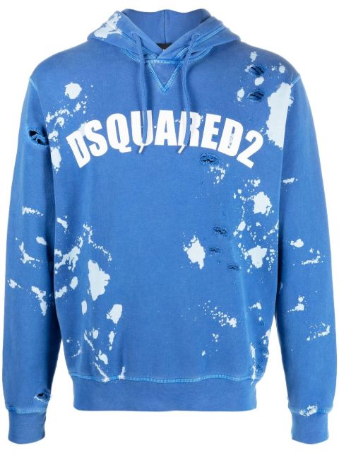 DSQUARED2 logo-print distressed hoodie Men