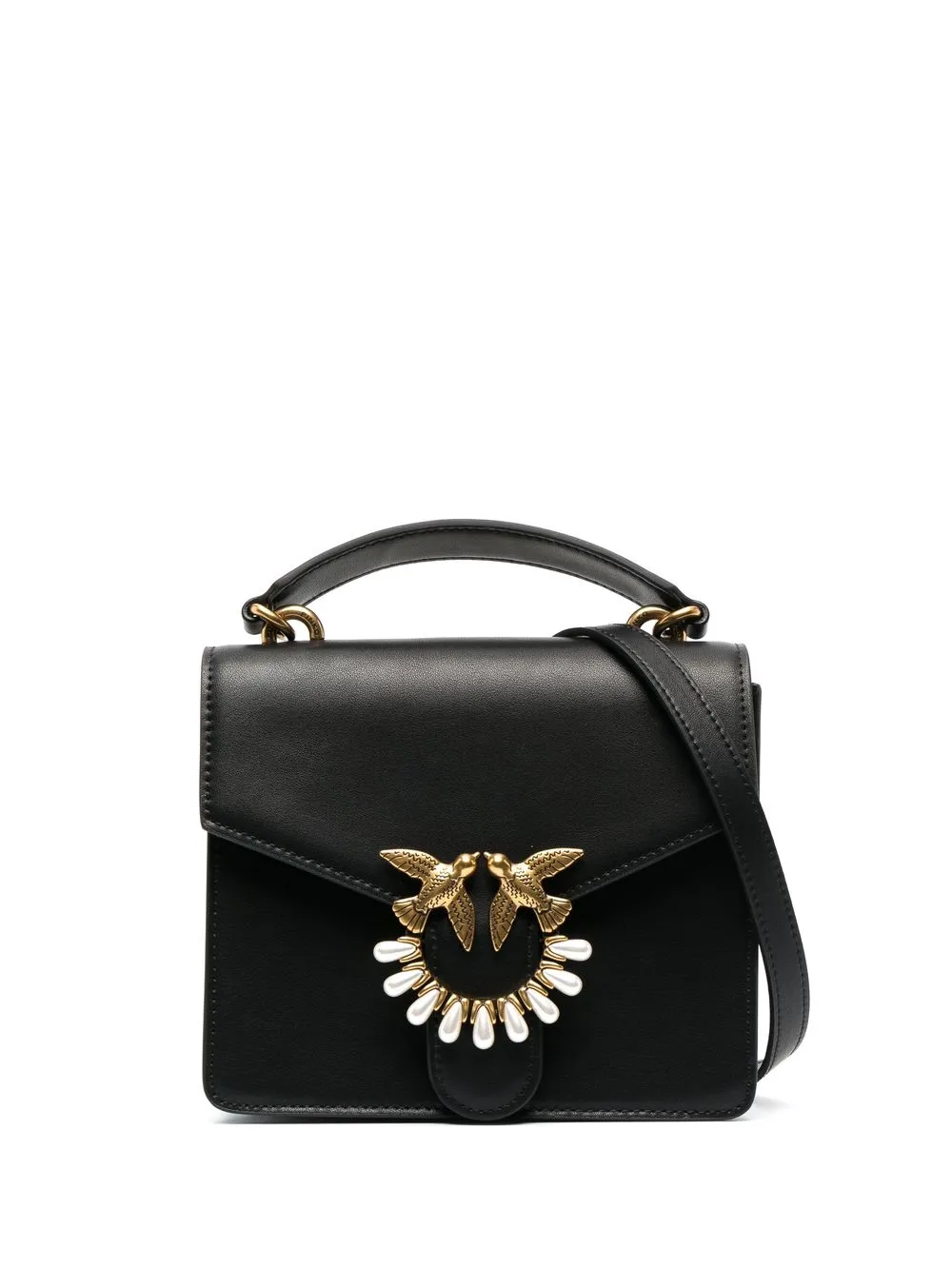 

PINKO gold-tone leather tote bag - Black