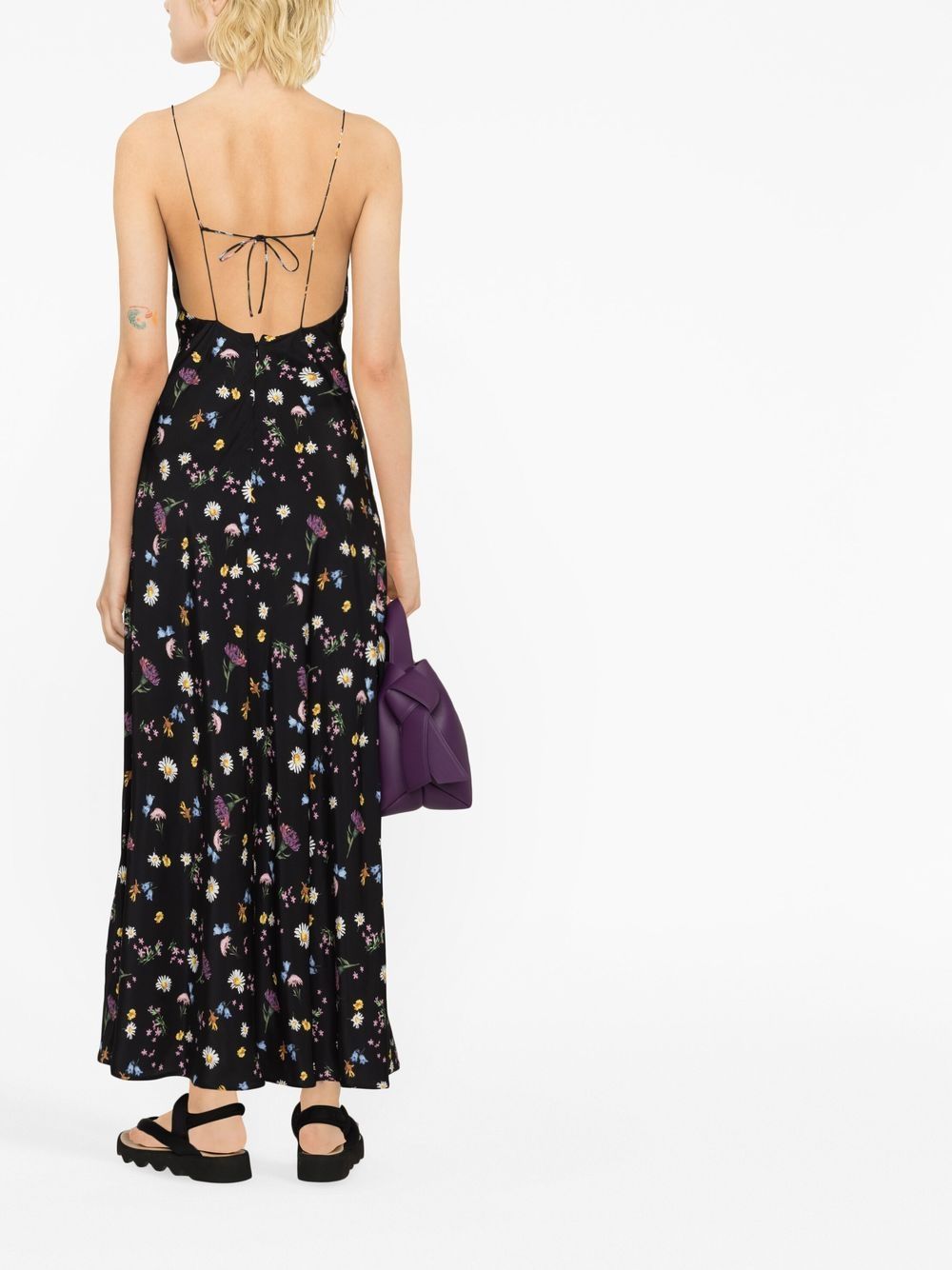 Shop Stella Mccartney Floral-print Silk Maxi Dress In 黑色