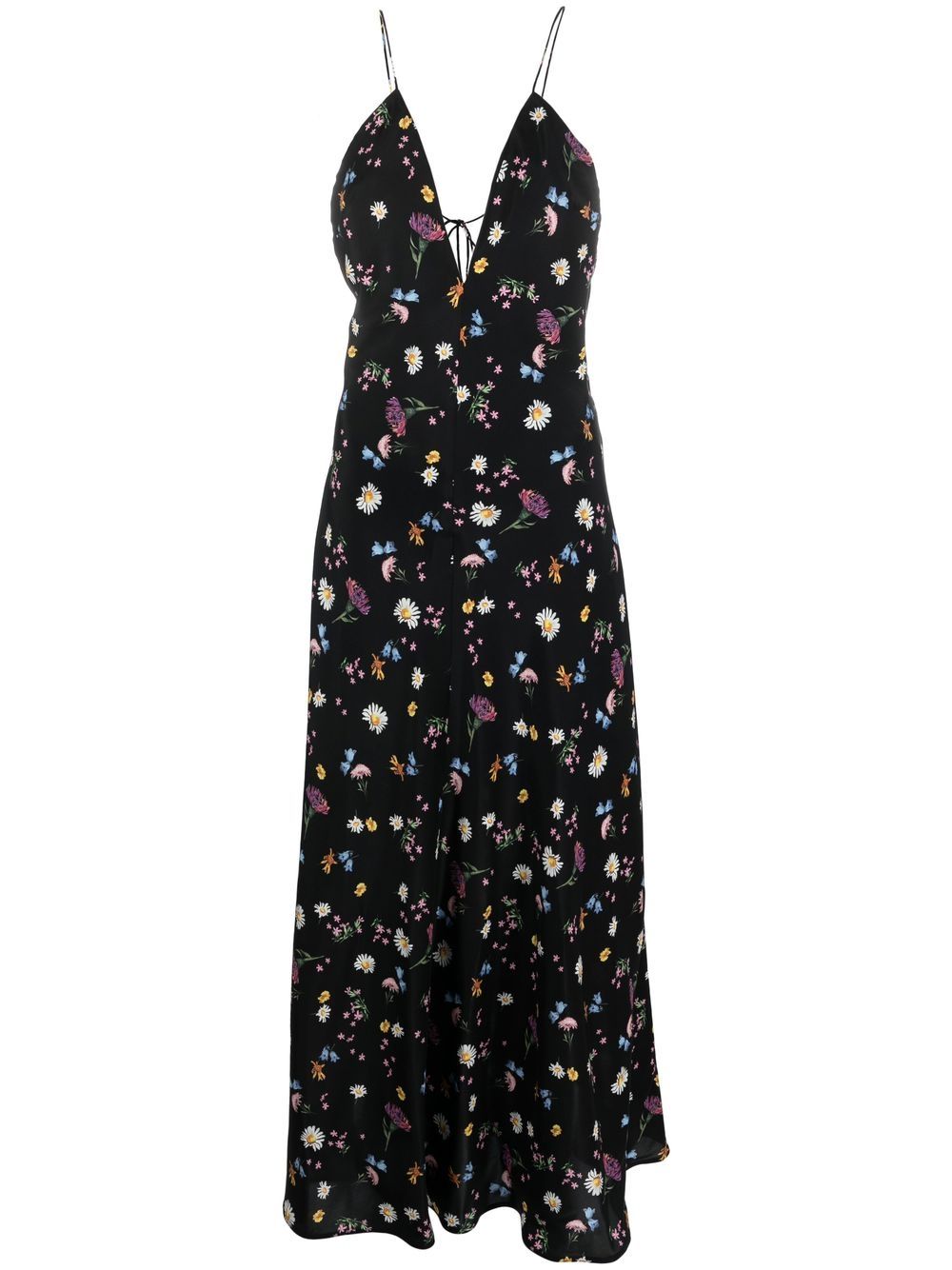 Shop Stella Mccartney Floral-print Silk Maxi Dress In 黑色