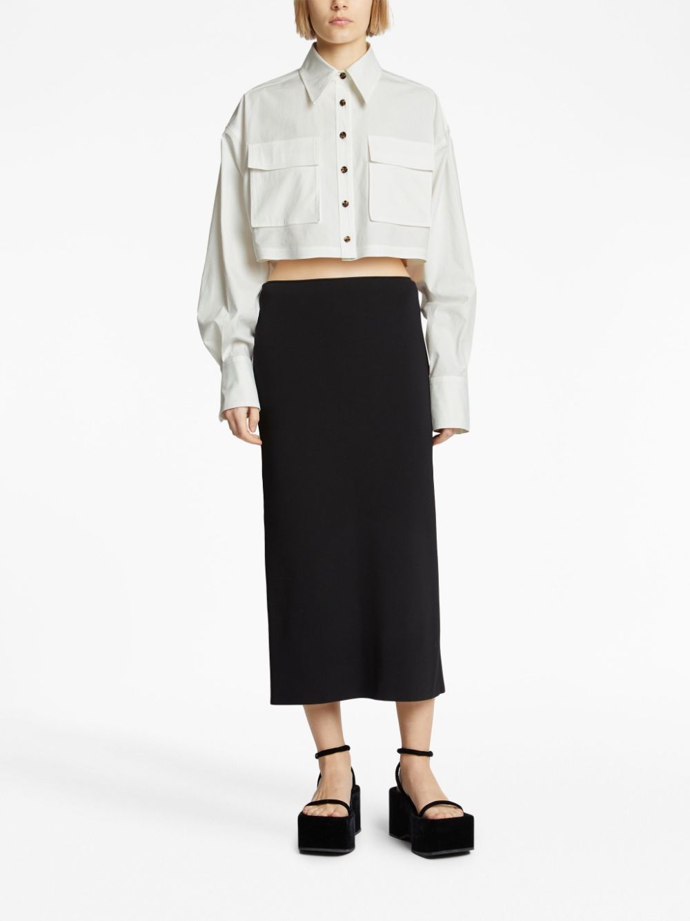 Proenza Schouler poplin cropped shirt - Wit