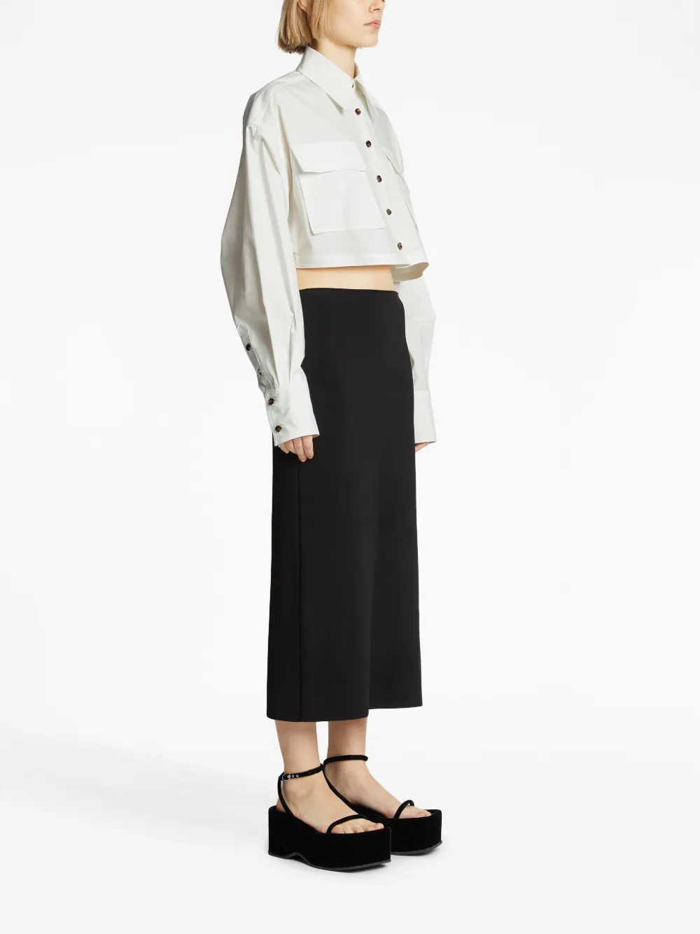 Proenza Schouler Eco Poplin Cropped Button-front Shirt In Weiss