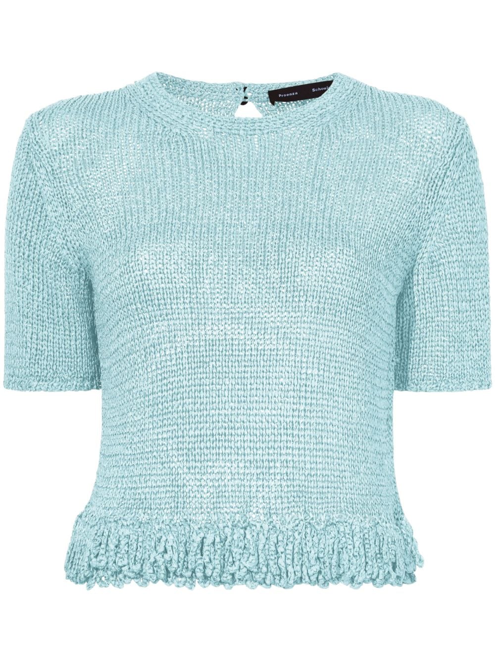 Proenza Schouler Purl-knit Fringed T-shirt In Blue