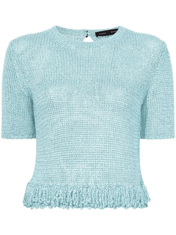 Proenza Schouler Ribbon Crochet Fringe Top Farfetch