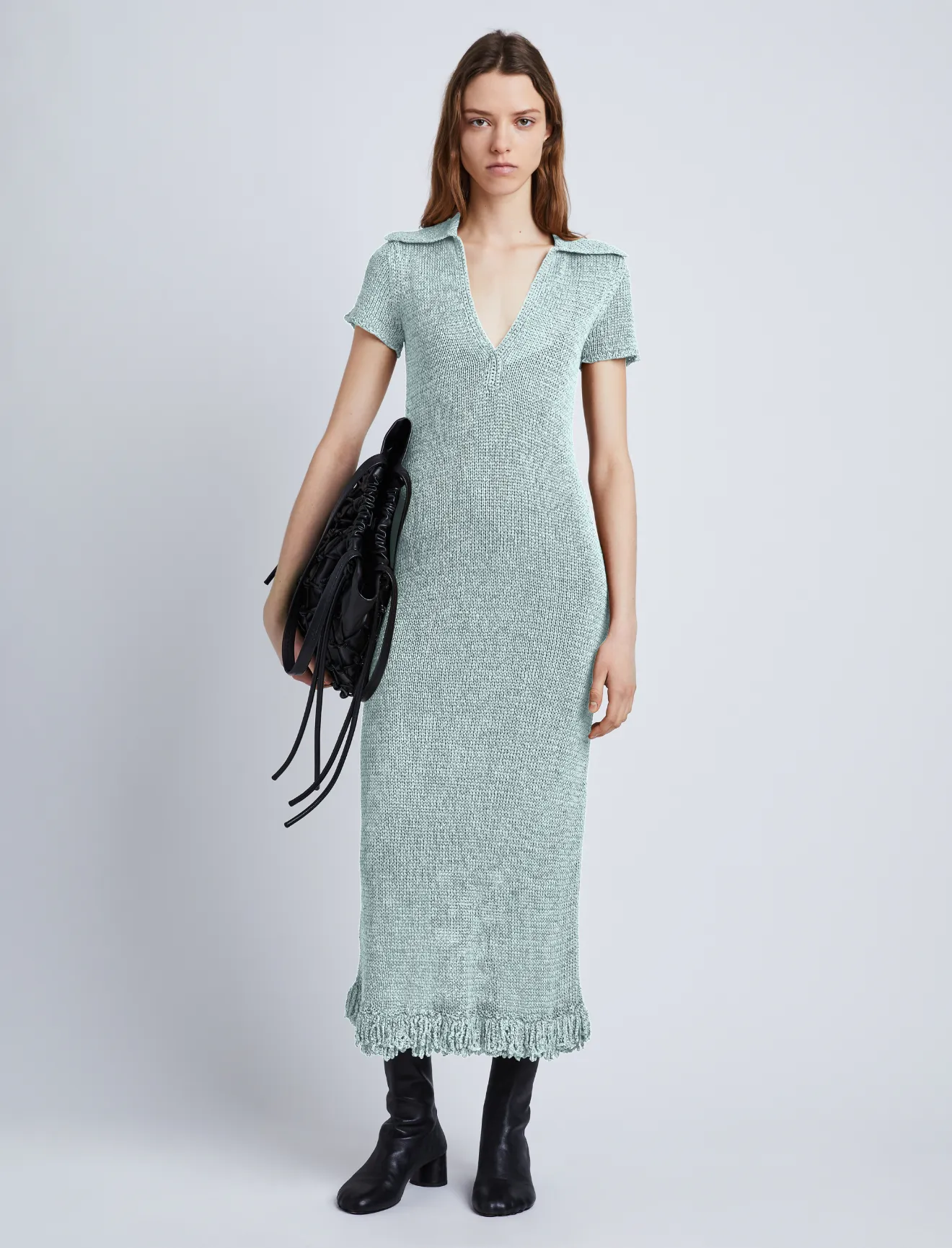 Ribbon Crochet Fringe Dress in blue Proenza Schouler