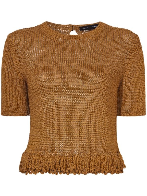 Proenza Schouler Ribbon Crochet Fringe Top Farfetch