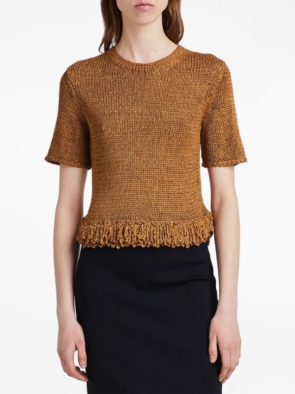 Proenza Schouler Ribbon Crochet Fringe Top Farfetch