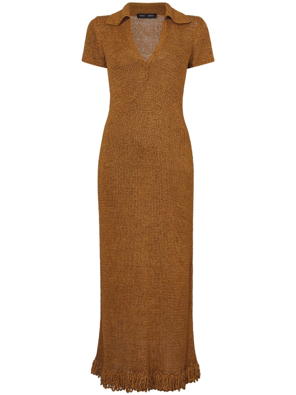 Shop Proenza Schouler Ribbon Crochet Fringe Dress In Brown