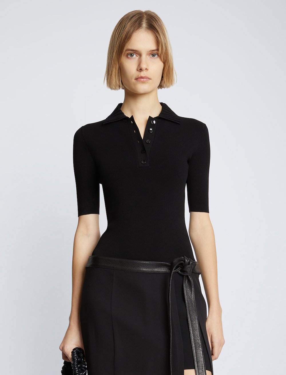 Silk Viscose Polo Bodysuit