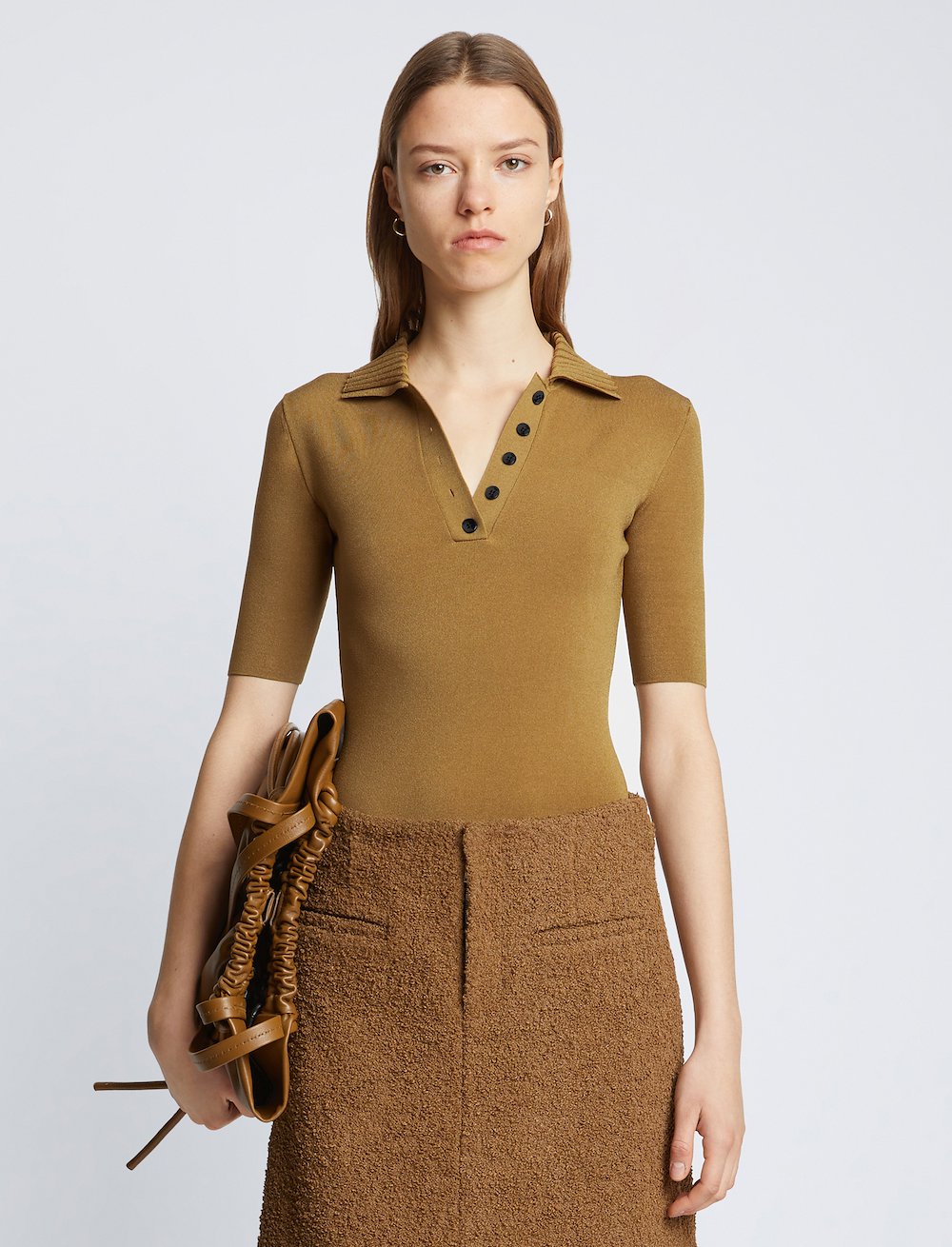 Silk Viscose Polo Bodysuit