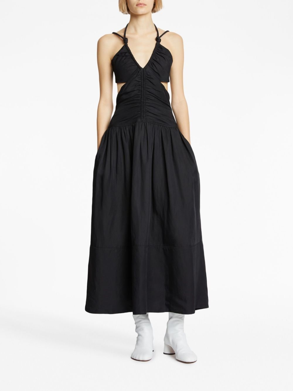 Shop Proenza Schouler Ruched-detailing V-neck Dress In Black