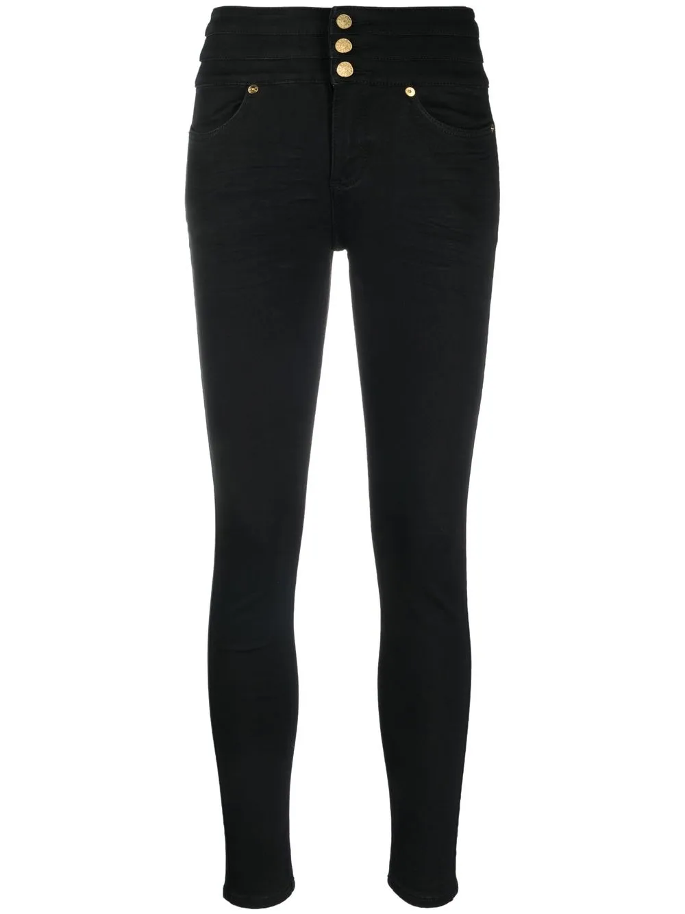 

EVISU foil-print embroidered skinny jeans - Black