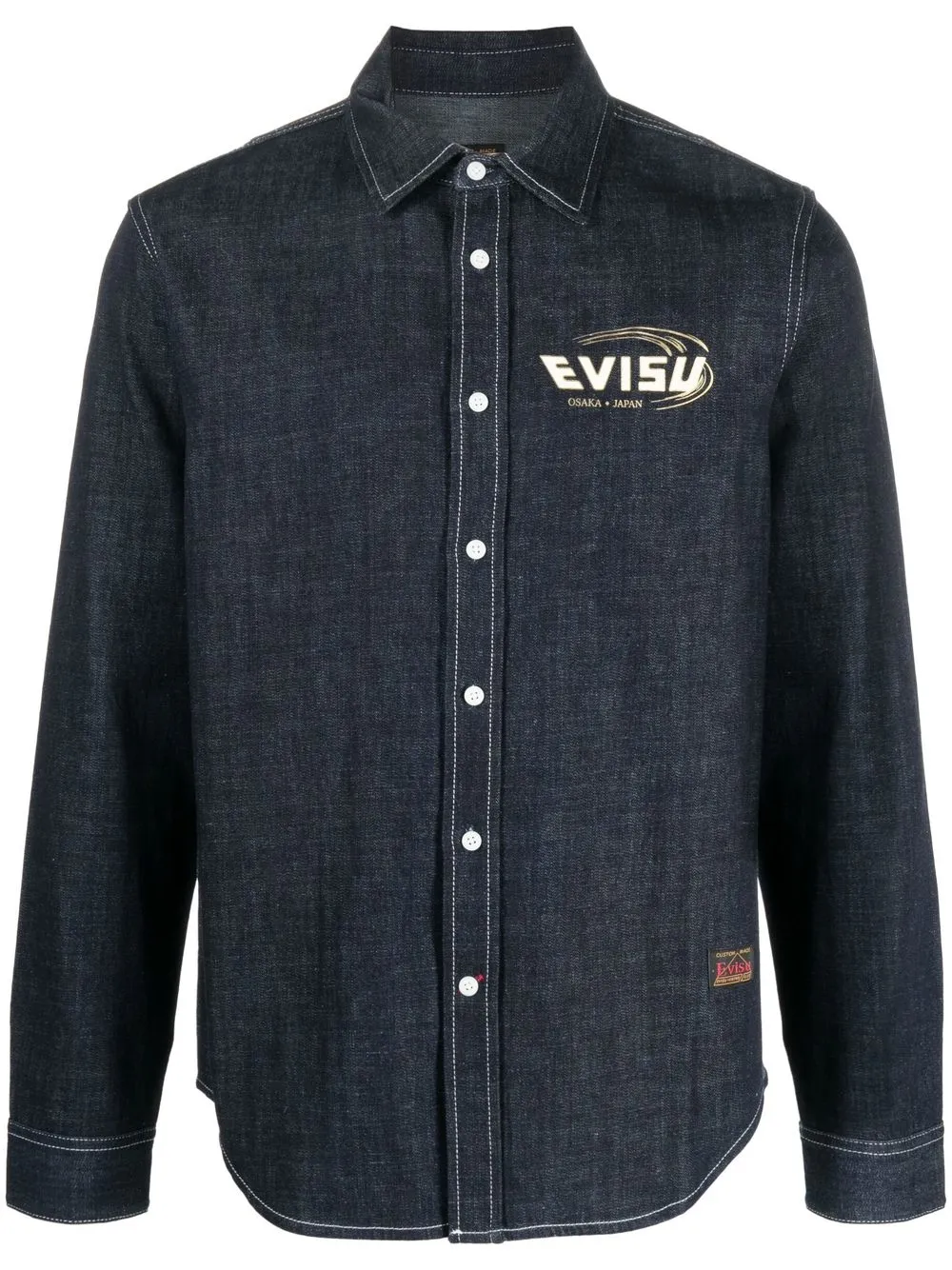 

EVISU LS wings-print chambray shirt - Blue