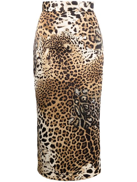 Roberto Cavalli leopard-print midi-skirt 