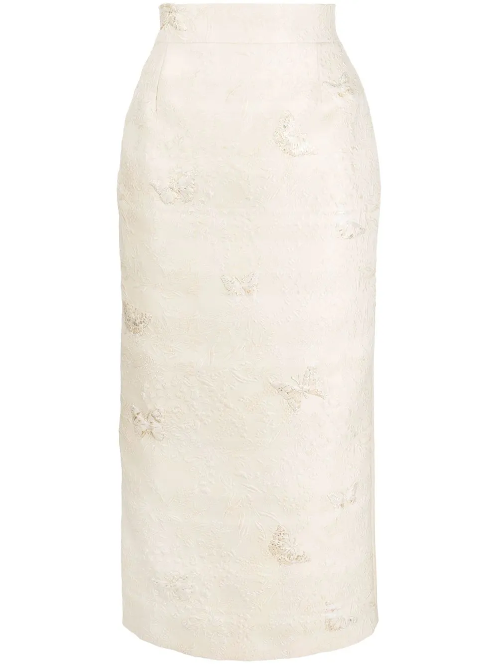 Roberto Cavalli butterfly-jacquard midi pencil skirt – Neutrals