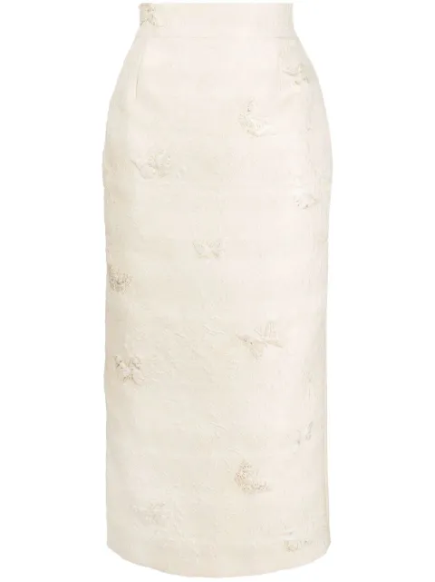 Roberto Cavalli butterfly-jacquard midi pencil skirt