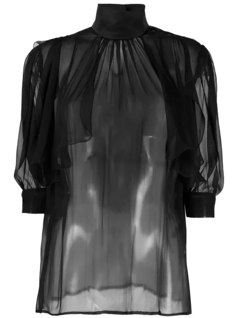 Roberto Cavalli semi-sheer high-neck blouse 