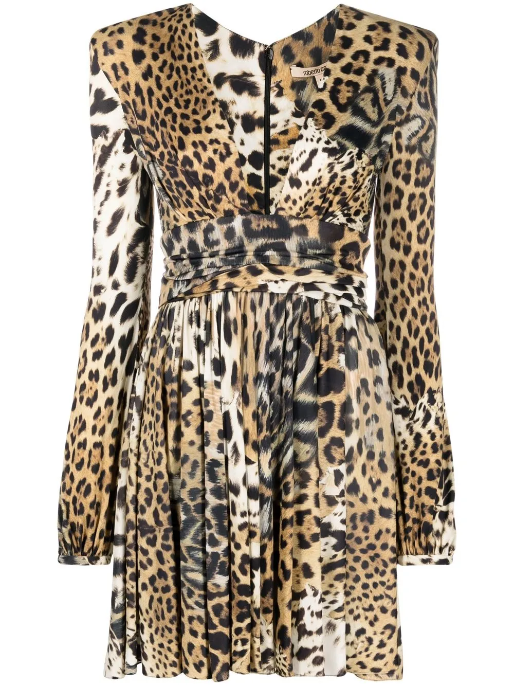 Roberto Cavalli Leopard Print Long Sleeve Midi Dress Farfetch