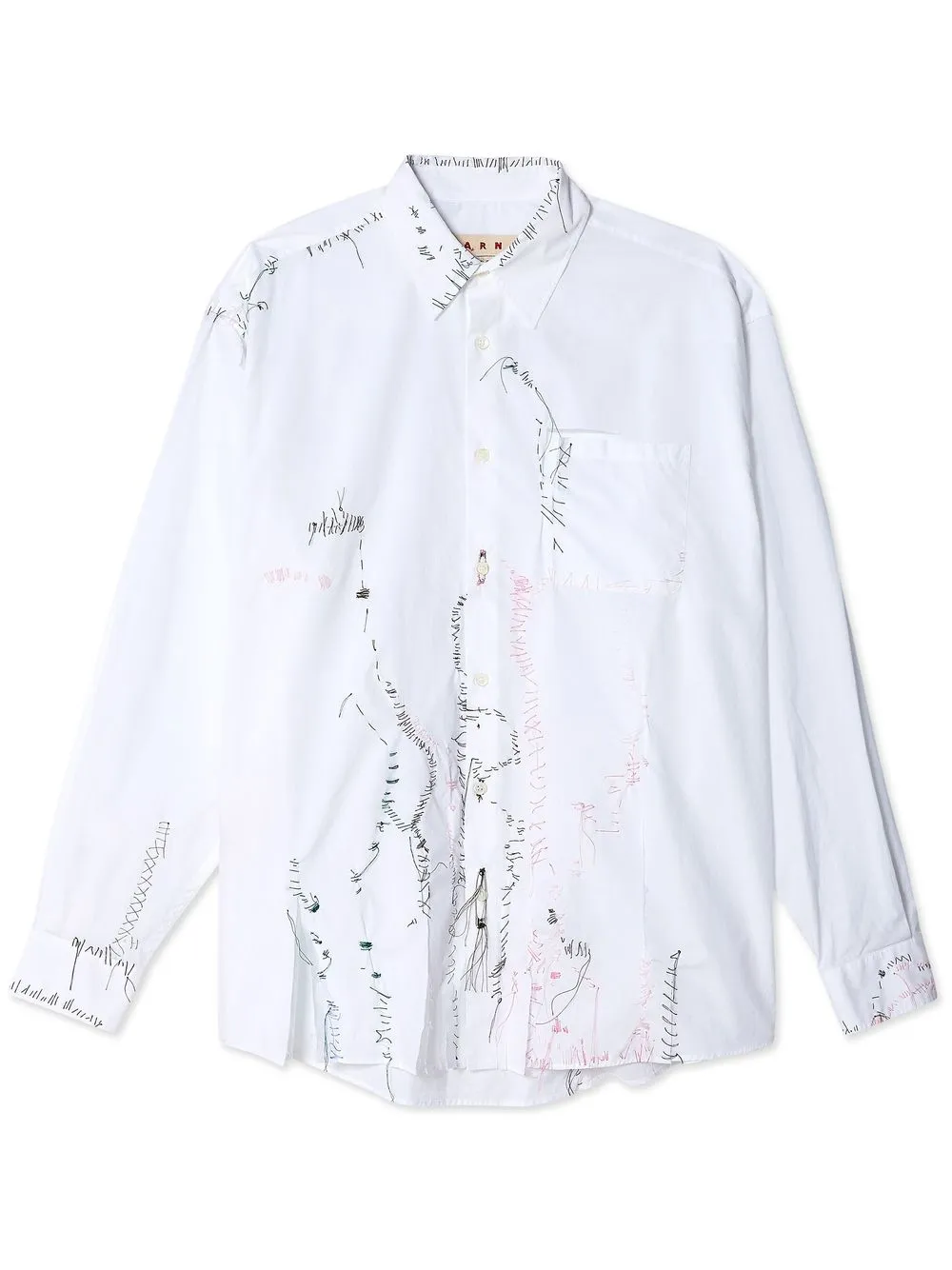 

Marni distressed-stitching button-up shirt - White