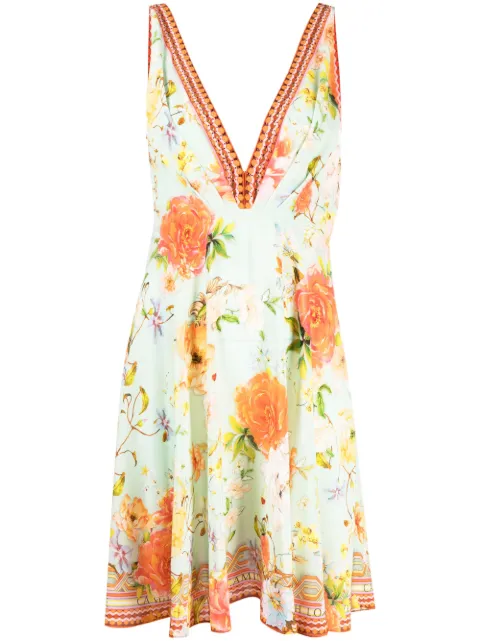 Camilla vestido con estampado floral y cuello en V 