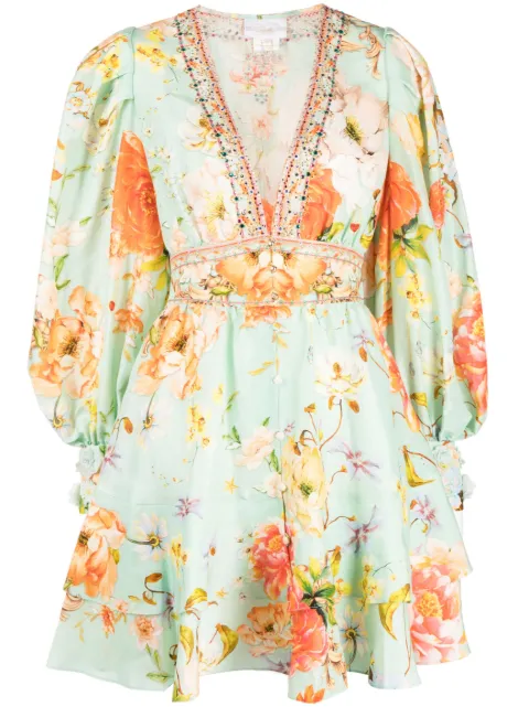 Camilla floral-print embellished dress 