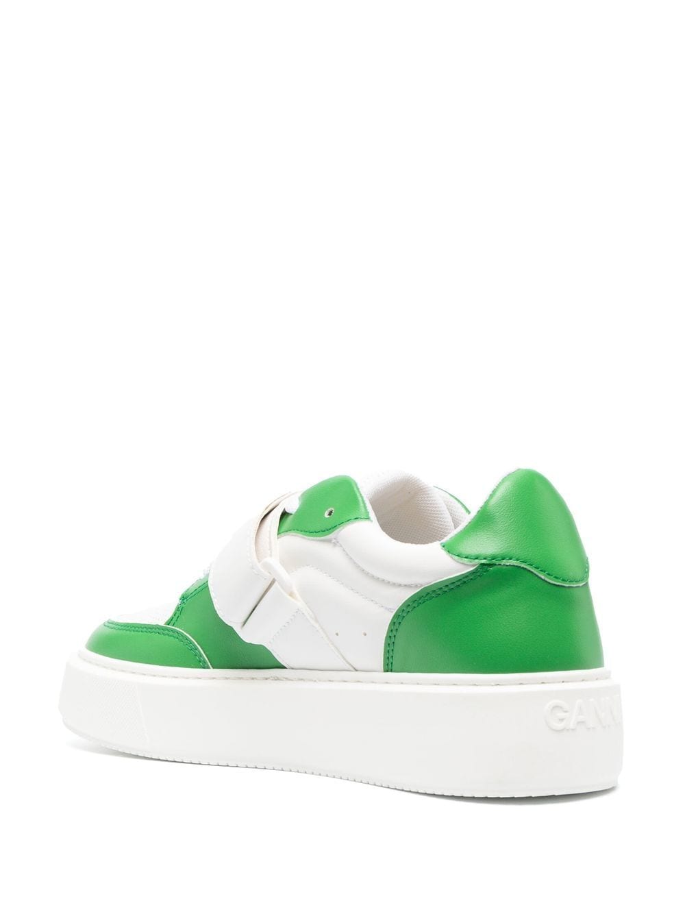 Shop Ganni Logo-embossed Touch-strap Sneakers In White