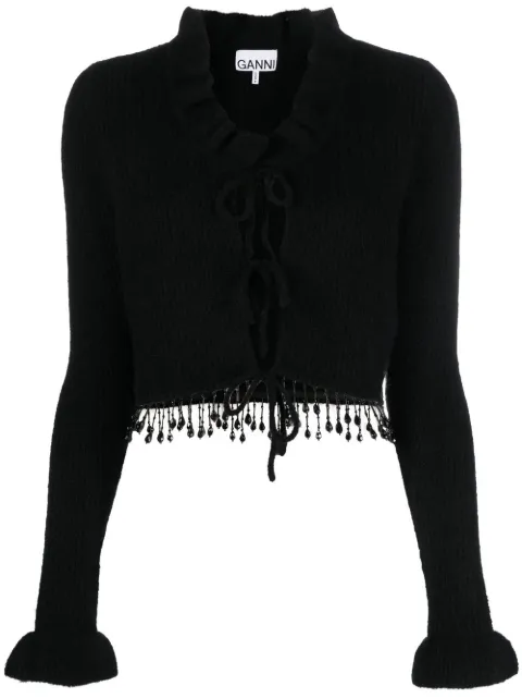 GANNI beaded fringe knitted cardigan 