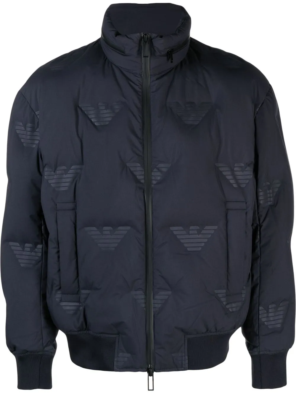 

Emporio Armani embossed logo padded jacket - Blue