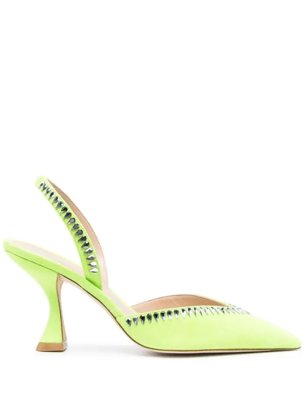 Stuart Weitzman Gemcut Xcurve 85mm Slingback Pumps in Green
