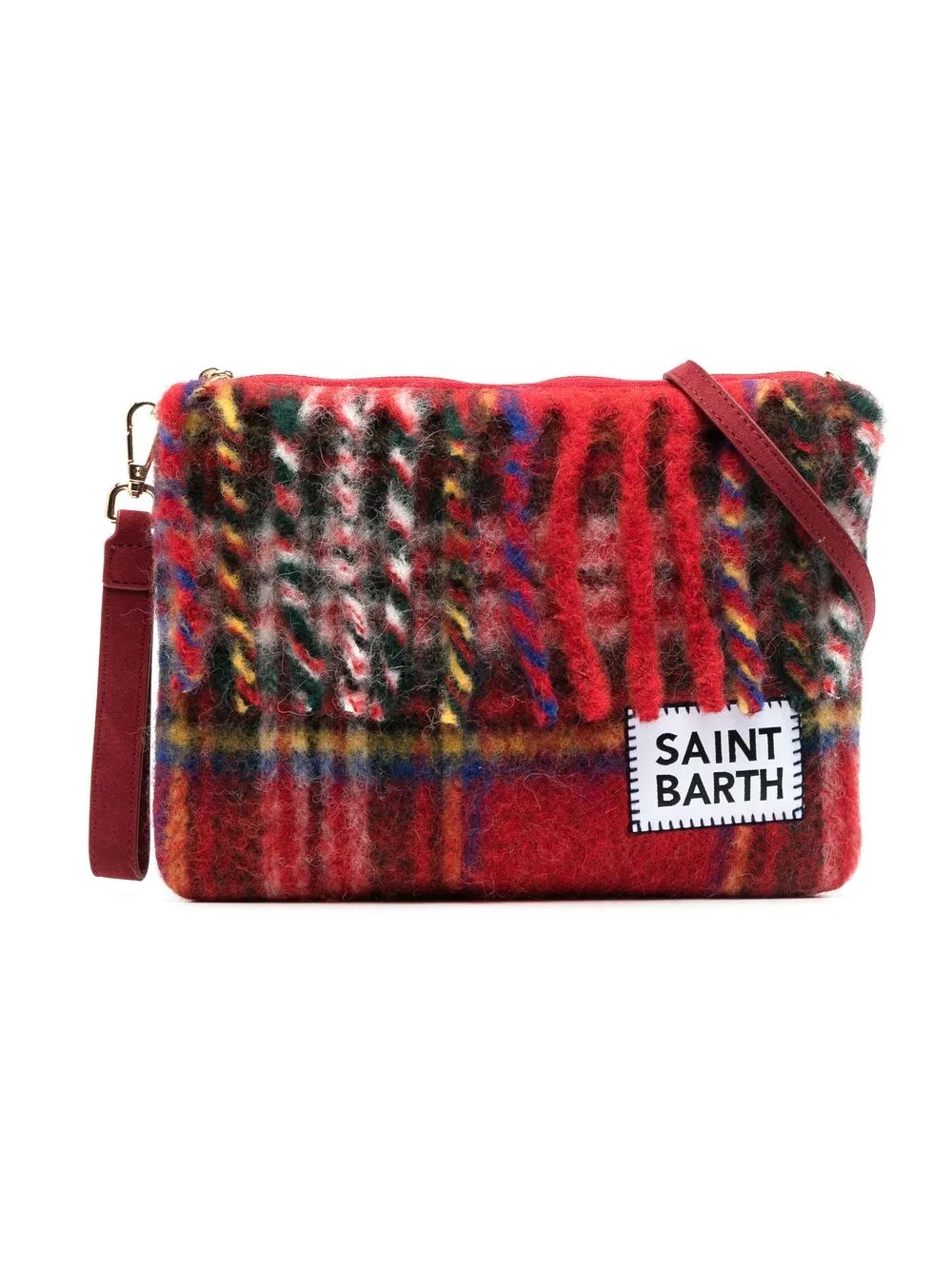 

MC2 Saint Barth Kids check-pattern logo-patch shoulder bag - Red