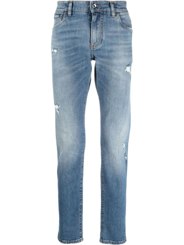 Dolce & Gabbana Distressed Effect Straight Leg Jeans - Farfetch