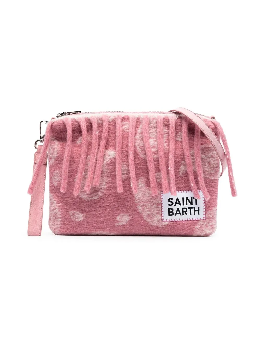 

MC2 Saint Barth Kids logo-patch fringed clutch bag - Pink