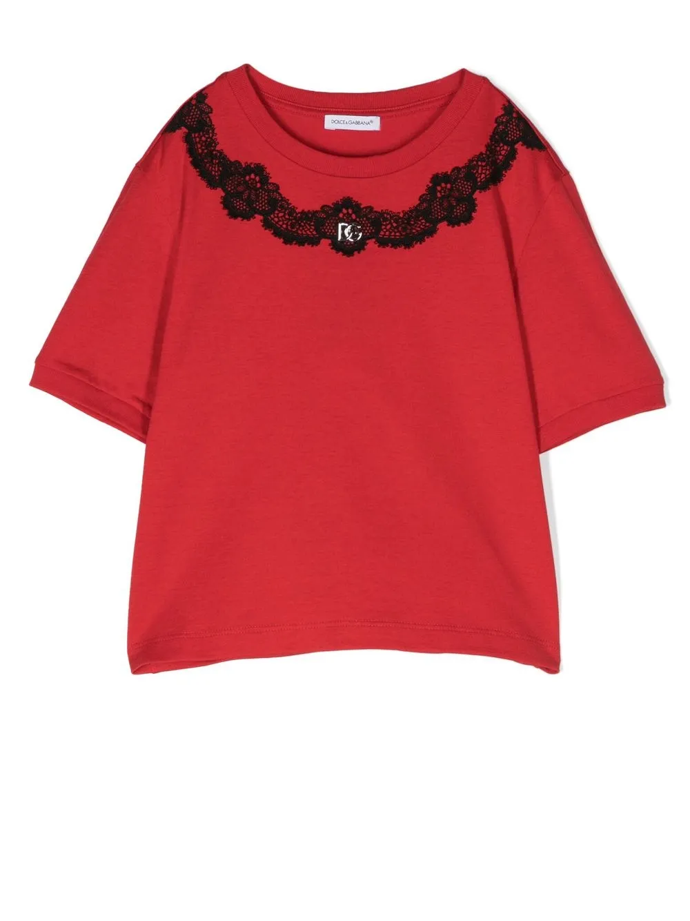 

Dolce & Gabbana Kids top con ribete de encaje - Rojo