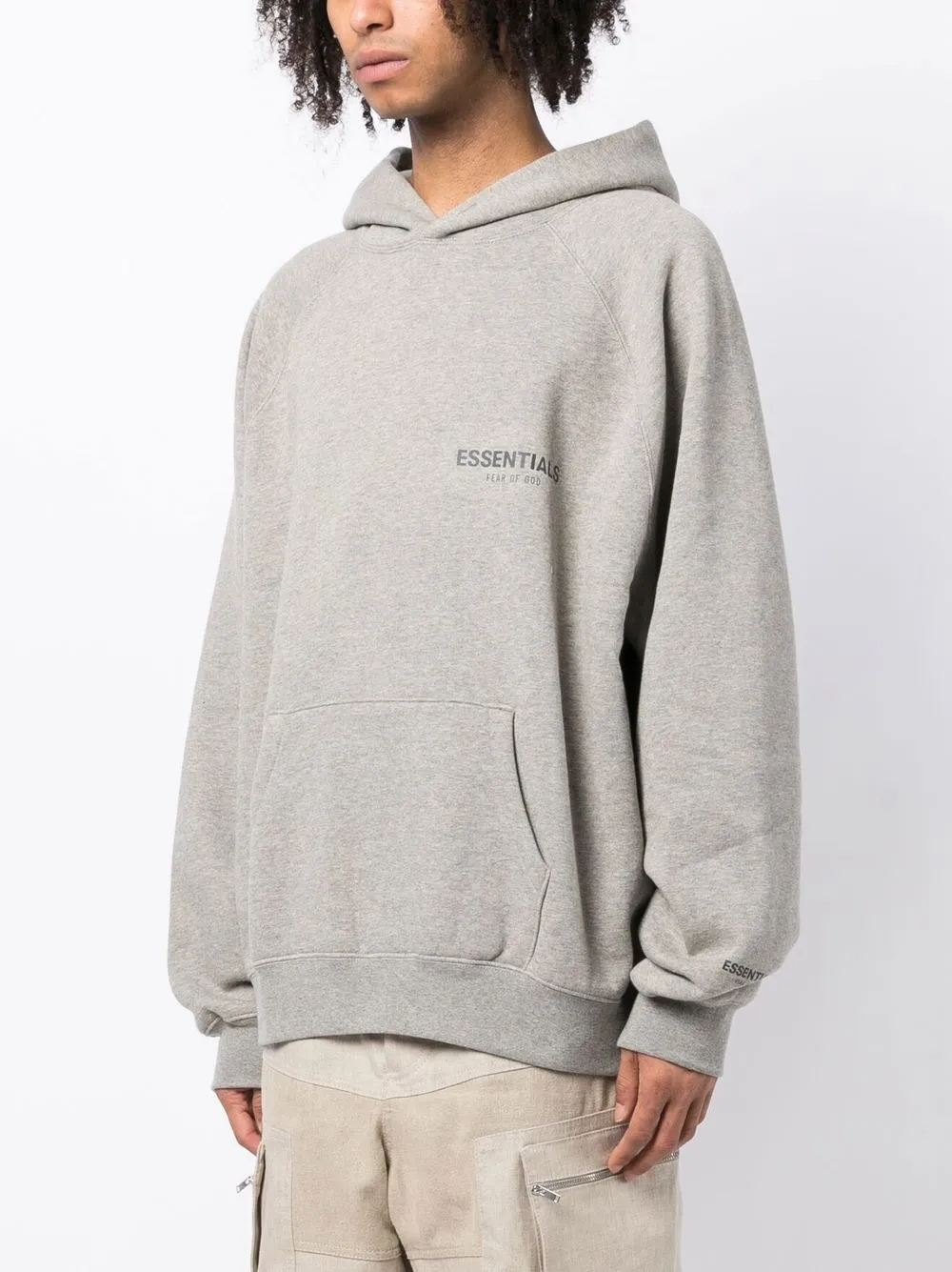 Essentials Gray Flocked Hoodie In 灰色