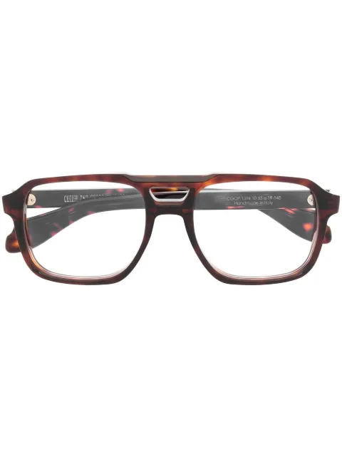 Cutler & Gross tortoiseshell-effect rectangle-frame glasses