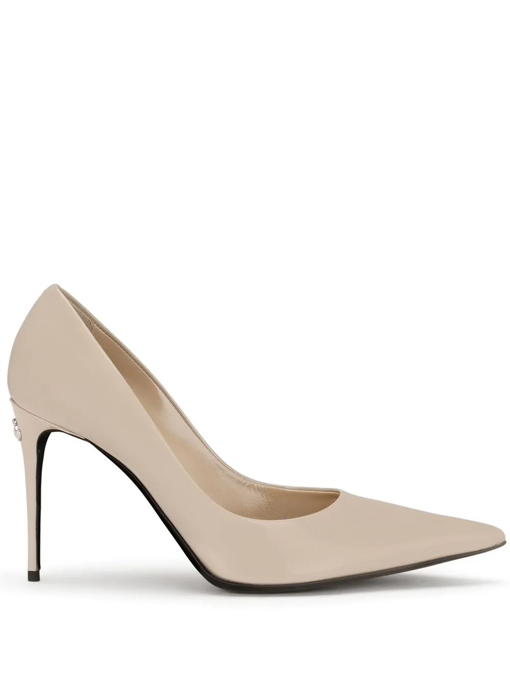 Shop Dolce & Gabbana Kim Dolce&gabbana 90mm Patent Leather Pumps In Neutrals