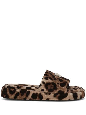 Leopard fur 2025 slide sandals