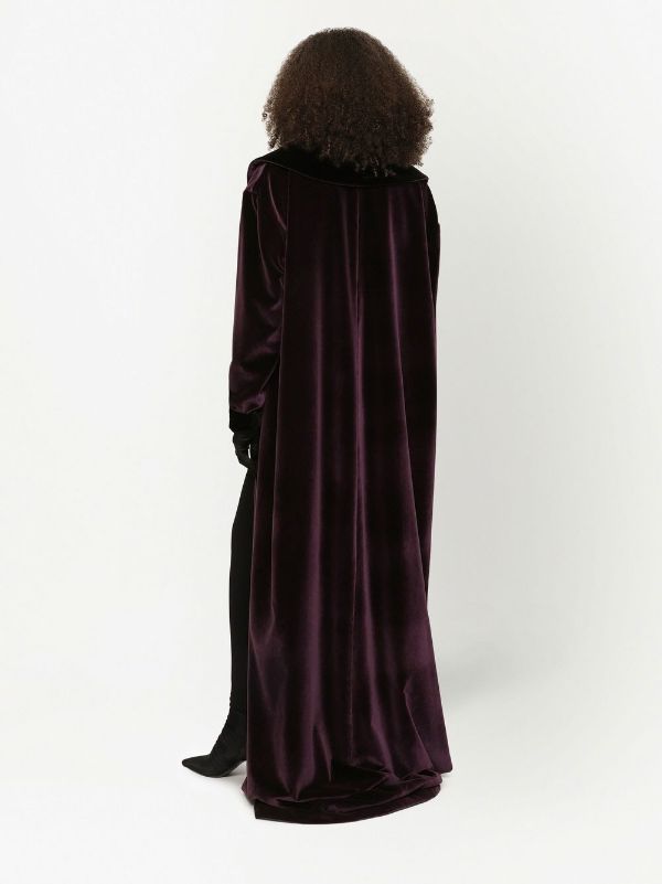 Long velvet coat with hood best sale