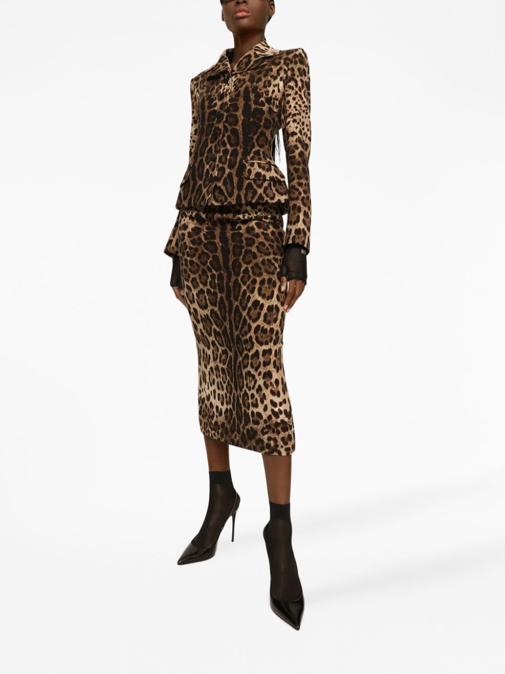 Shop Dolce & Gabbana Leopard-print Single-breasted Blazer In Brown