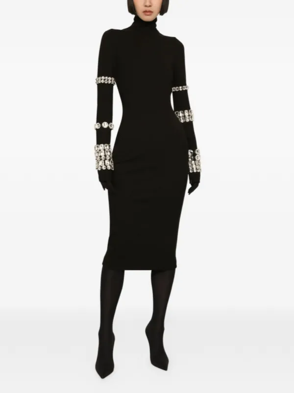 Dolce & Gabbana x Kim Kardashian milano-rib Embellished Midi Dress | Black | FARFETCH JO Dolce & Gabbana x Kim Kardashian milano-rib Embellished Midi Dress | Black | FARFETCH JO