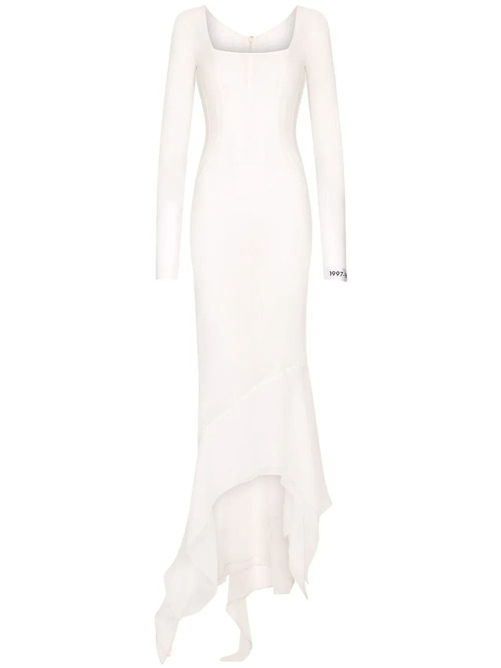 

Dolce & Gabbana asymmetric sheer floor-length dress - White