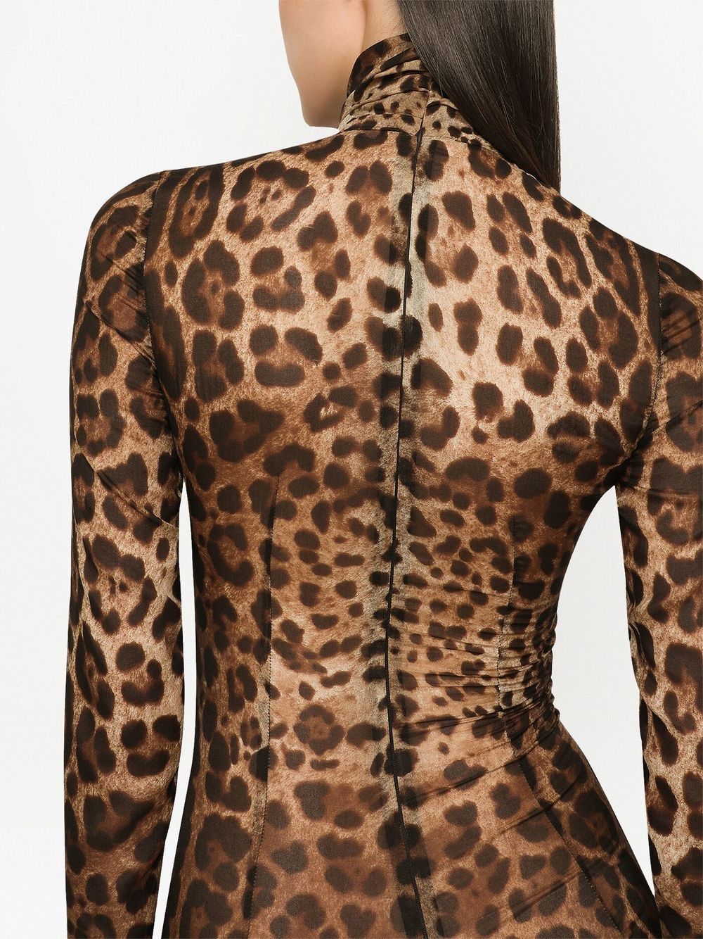Shop Dolce & Gabbana Kim Dolce&gabbana Leopard-print Sheer Jumpsuit In Brown