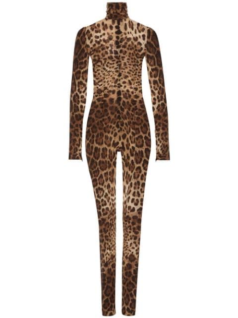 Dolce & Gabbana KIM DOLCE&GABBANA leopard-print sheer jumpsuit