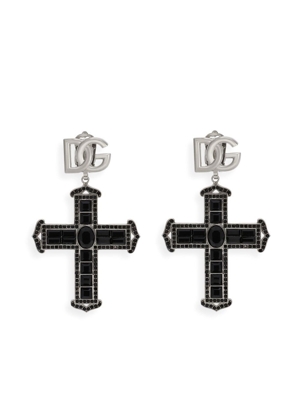 Image 1 of Dolce & Gabbana KIM DOLCE&GABBANA rhinestone-embellished cross earrings