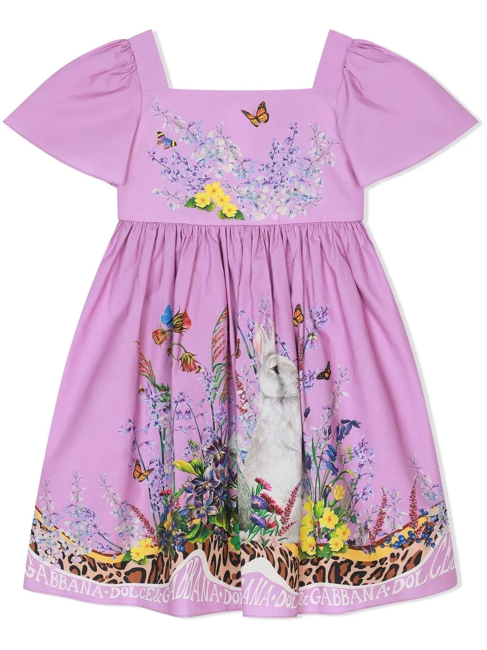 Dolce & Gabbana Kids vestido manga corta con estampado floral - Morado