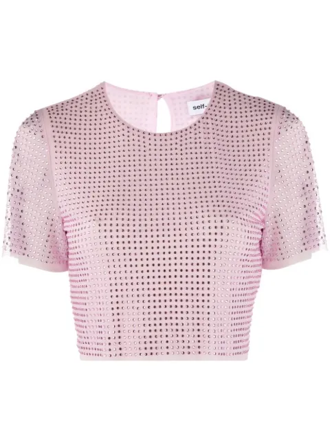 rhinestone-embellished crop top