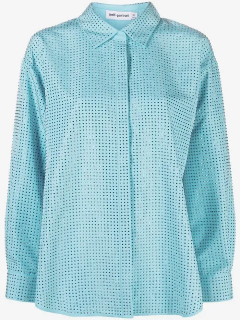 Self-Portrait camisa con detalles de strass