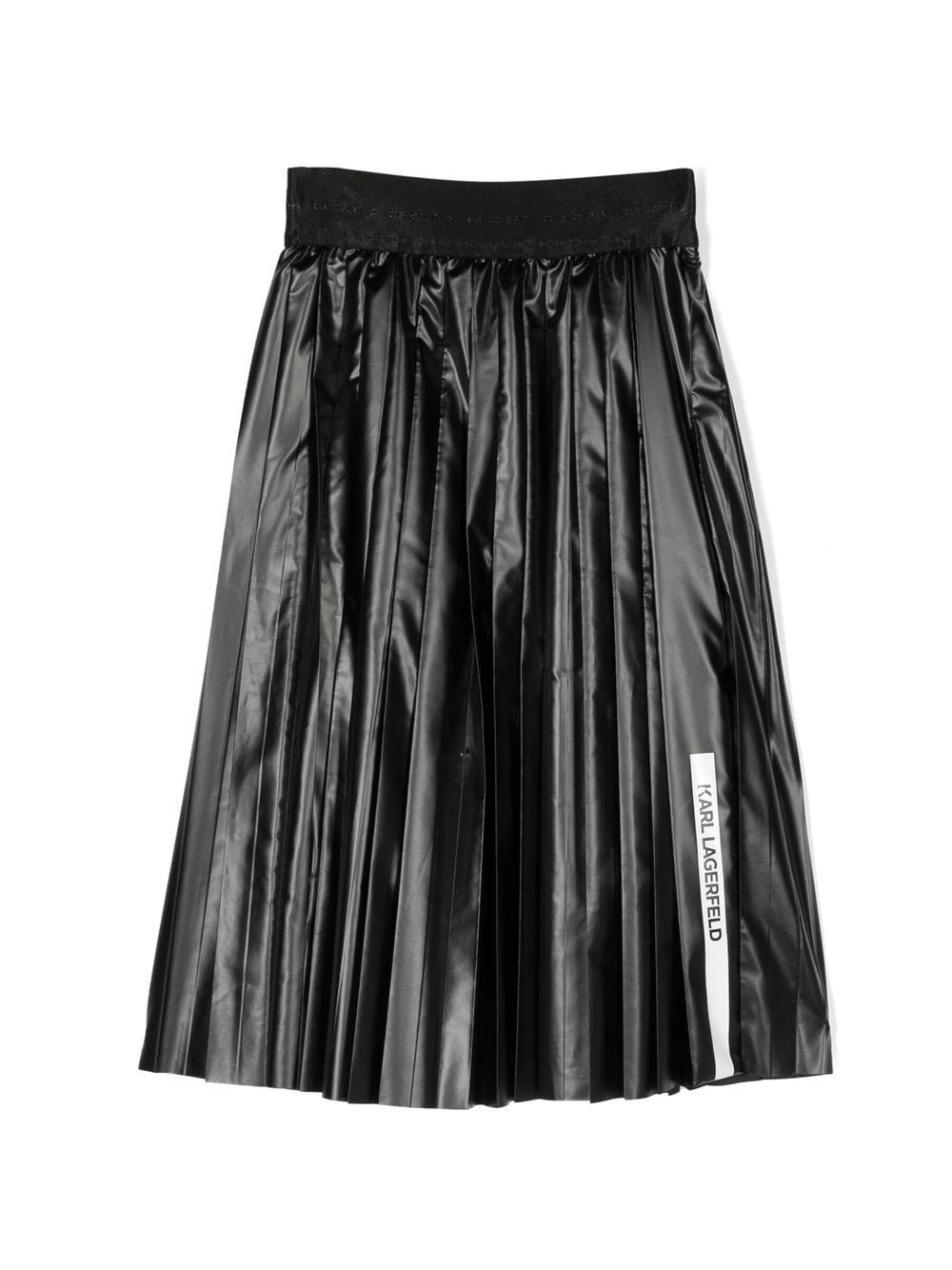 Karl Lagerfeld Kids' Logo-panel Pleated Midi Skirt In Black