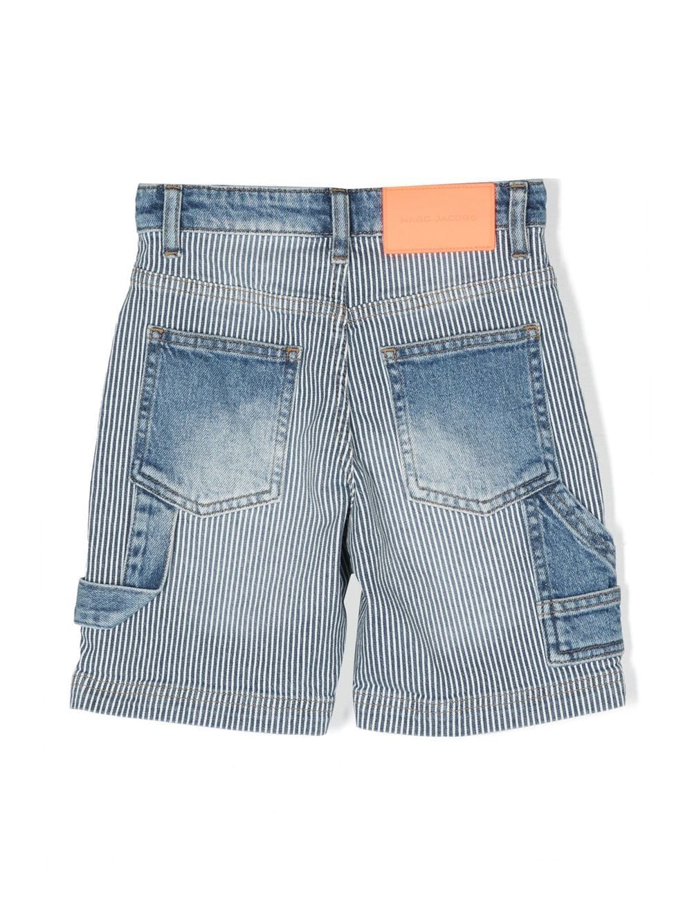 Shop Marc Jacobs Stripe-pattern Denim Bermuda Shorts In Blue