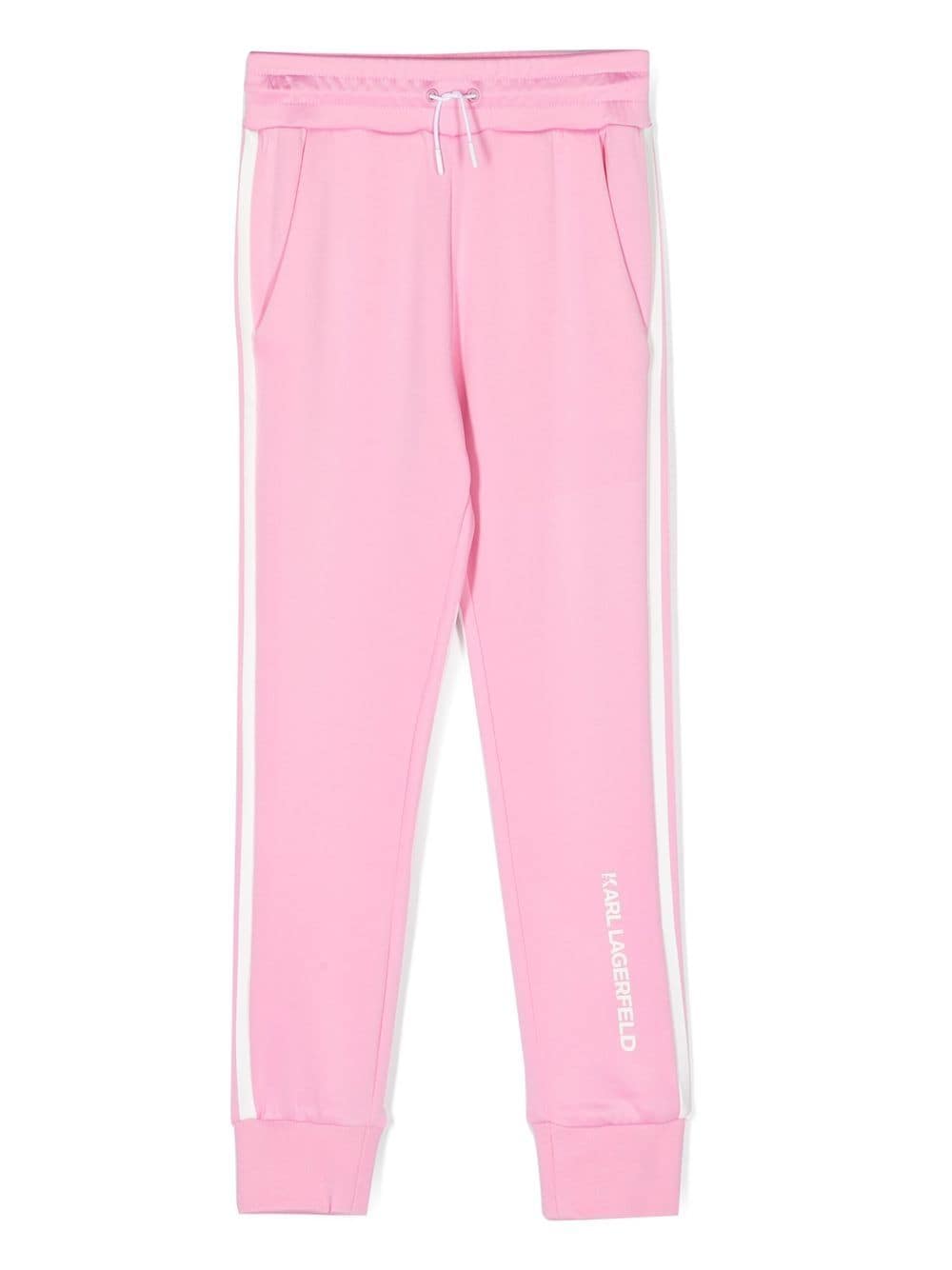 Karl Lagerfeld Kids' Side-stripe Tapered Sweatpants In Pink